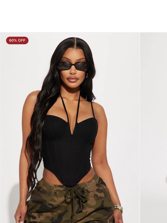 Fashion Nova Tops - Fashion Nova Black Halter Corset Crop Top